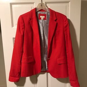 J.Crew red wool blazer with striped lining